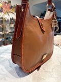 Dooney & Bourke Brown Pebble Grain Leather Messenger Bag, 9"x3.5"x10.5"