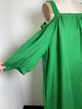 New Chico's Green Midi Open/Off Shoulder Dress, 20/22 with removable straps