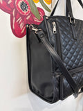 Cozony Black Faux Leather Laptop Tote Bag, 11.8"x7"x16.5"