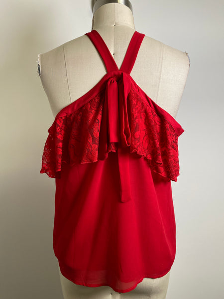 New New York & Co Red Open Shoulder Top, S