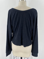 New Aerie Black Terry Top, L