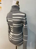 White House Black Market Gray Stripe Sweater, S