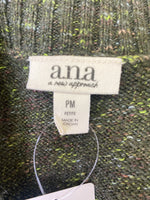 a.n.a. Green Button Front Pocket Cardigan, M Petite