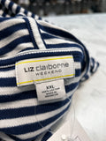 Liz Claiborne Navy Stripe Hooded Cardigan, XXL