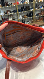 Hobo Red Leather Shoulder Bag, 13"x9"