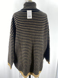 Black/Tan Turtleneck Oversized Sweater, S
