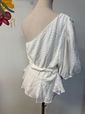 Nine West White One Shoulder Top, L