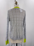 Bar III Silver Sheer with Green Trim Sweater, M