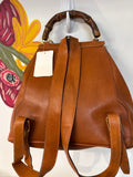 Gucci Brown Leather Bamboo Backpack, 12"x12"