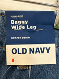 New Old Navy Baggy Wide Leg 30" Inseam Jeans, 8