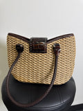 Brighton Straw with Leather Trim Shoulder Bag, 11"x7"