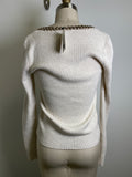 White House Black Market Cream with Silver Chain Detail Sweater, XS