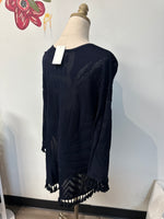 Chico's Navy Semi-Sheer Sweater, XL