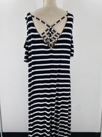Lane Bryant Black Stripe Open Shoulder Dress, 18/20