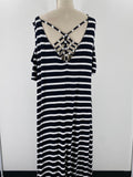 Lane Bryant Black Stripe Open Shoulder Dress, 18/20