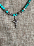Silver Cross Necklace, 16"