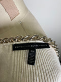White House Black Market Cream with Silver Chain Detail Sweater, XS