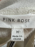Pink Rose White Sweatshirt, M