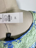 New Talbots 2pc Green Top + Scarf, 2X