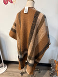 Brown Plaid Wrap Cardigan, One Size