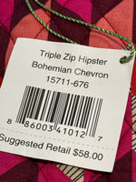 New Vera Bradley Bohemian Chevron Triple Zip Hipster, 12"x11"