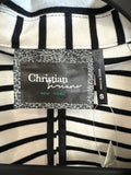 Christian Siriano 3/4 Sleeve White/Black Stripe Blazer Jacket, S