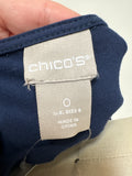 New Chico's Blue Pearl Detail Top, S