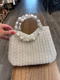 Blue Miami White Handbag, 11"x8"