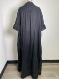 New Chico's Black Tiered Linen Maxi Dress, 20/22