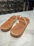 Ancient Greek Sandals White Leather Sandals, 39 (9)
