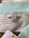 Talbots White/Green Cardigan, L