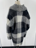 New American Eagle Gray Plaid Cardigan, M