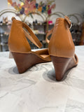 Franco Sarto Brown Wedge Fayth Leather Shoes, 7.5