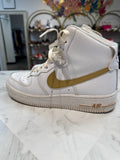 Nike Air Force 1 White/Gold Shoes, 8.5