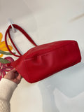 Genuine Leather Red Shoulder Bag, 15"x11.5"