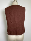 White Closet Elements Brown Linen Top, M
