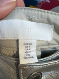 H&M 30" Inseam Metallic Faux Leather Jeans, 4
