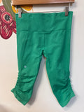 Lululemon Green Cropped Ruched Leggings, 6