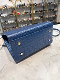 Saks Fifth Avenue Blue Genuine Leather Crossbody Satchel, 10"x9"