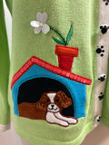 Bobbie Bell Green Dog Sweater, M