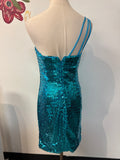 One Shoulder Blue Dress, 4