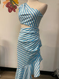New Dee Elly Blue Stripe Side Cutout Dress, S (retail $110)