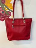 Genuine Leather Red Shoulder Bag, 15"x11.5"