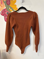 New And The Why Brown Balloon Puff Bodysuit, M/L