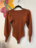 New And The Why Brown Balloon Puff Bodysuit, M/L