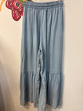 New Penelope Rose Blue Smocked Waist Tencel 29" Inseam Pants, M