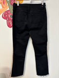 Mother Black Insider Crop Step Fray 26" Inseam Jeans, 28 (6)