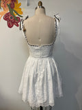 New Sky to Moon White Harley Eyelet Corset Mini Dress, M