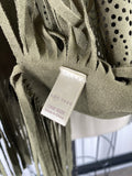 Cato Green Fringe Poncho, One Size