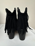 Splendid Black Suede Fringe Boots, 8